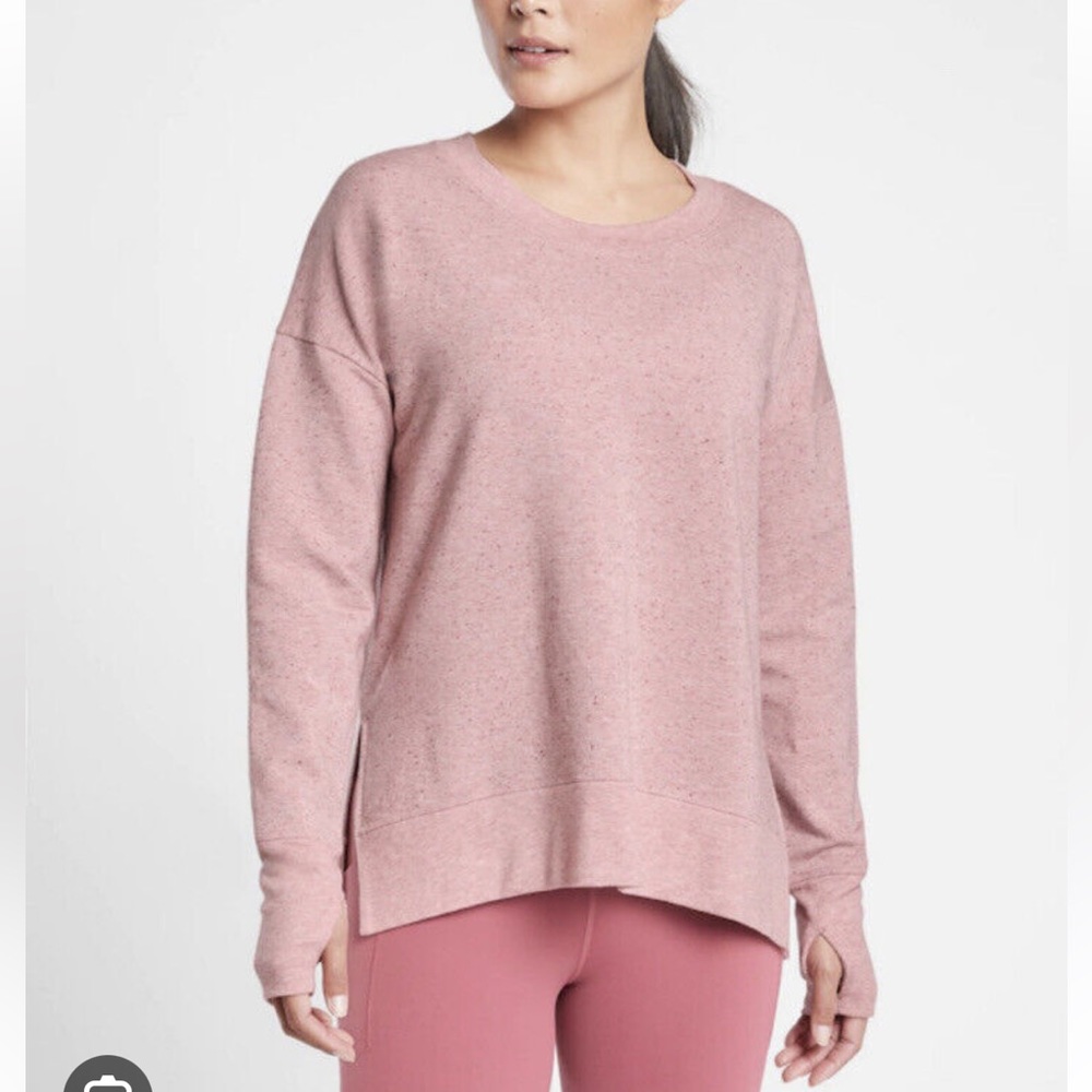 Athleta Balance Pullover Heathered Pink XS Sweatshirt